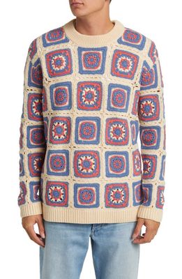 NN07 Crochet Wool Blend Sweater in Ecru
