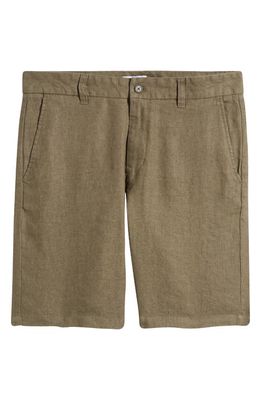 NN07 Crown 1196 Linen Shorts in Khaki Army