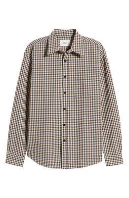 NN07 Deon 5281 Check Recycled Cotton Blend Button-Up Shirt in Khaki Check