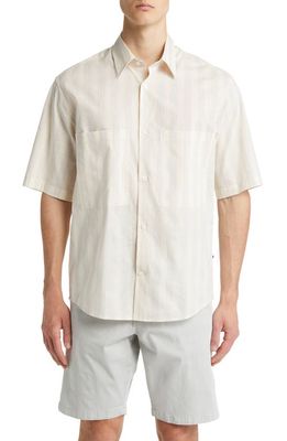 NN07 Freddy 5004 Short Sleeve Button-Up Shirt in Multi Brown Stripe