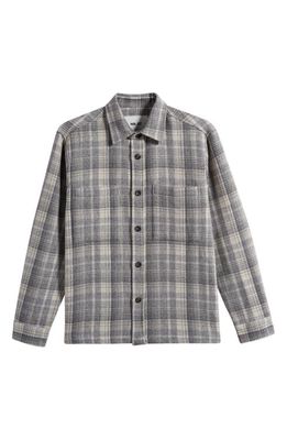 NN07 Frode 5365 Plaid Wool Blend Flannel Button-Up Shirt Jacket in Grey Check