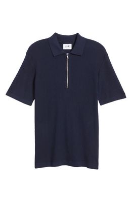 NN07 Hansie Half Zip Organic Cotton Polo Sweater in Navy Blue