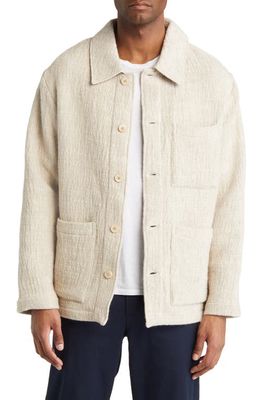 NN07 Ibrahim Wool & Cotton Blend Button-Up Shirt Jacket in Off White