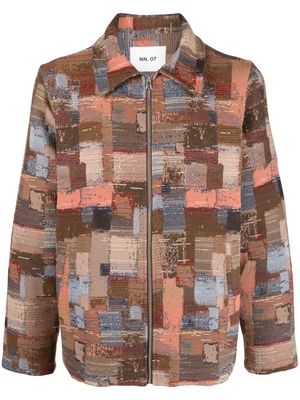 NN07 Ivan patchwork shirt jacket - Brown