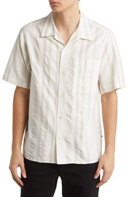 NN07 Julio 5412 Stripe Short Sleeve Button-Up Camp Shirt in Khaki Stripe