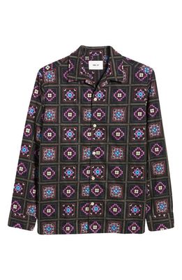 NN07 Julio 5535 Embroidered Cotton Button-Up Shirt in Black Multi