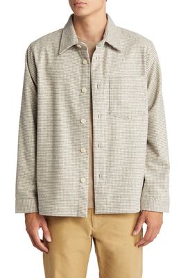 NN07 Peter 5318 Houndstooth Virgin Wool Blend Button-Up Shirt in Grey Check