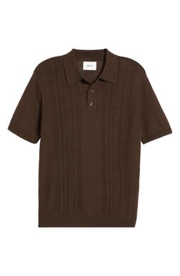 NN07 Thor Short Sleeve Wool Blend Polo Sweater in Slate Brown