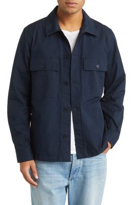 NN07 Wilas 1449 Stretch Organic Cotton Ripstop Button-Up Shirt Jacket in Navy Blue