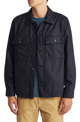NN07 Wilas Wool Blend Shirt Jacket in Navy Blue