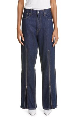 NO SESSO X LEVIS Unisex Zip Accent Baggy Flare Jeans in Indigo