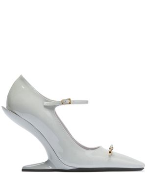 Nº21 100mm bow-detailing leather pumps - Grey