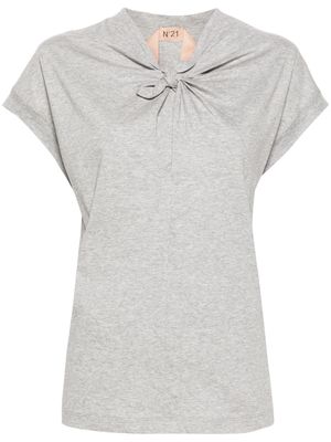 Nº21 5-D knotted cotton T-shirt - Grey