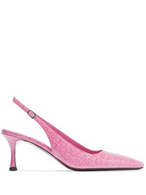 Nº21 60mm crocodile-embossed leather pumps - Pink
