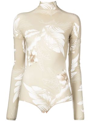 Nº21 all-over leaf-print body - Green