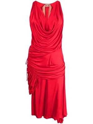 Nº21 asymmetric draped dress - Red