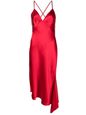 Nº21 asymmetric midi satin slip dress - Red