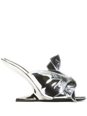 Nº21 bow-detail leather mules - Silver