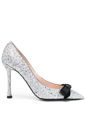 Nº21 bow-front glitter pumps - Silver