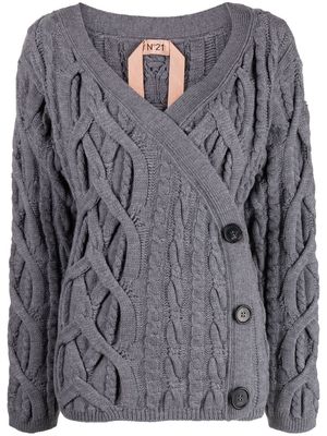 Nº21 cable-knit wool-blend cardigan - Grey