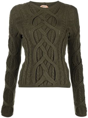 Nº21 cable-knit wool-blend jumper - Green