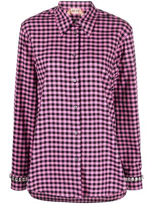 Nº21 check-pattern long-sleeve shirt - Pink