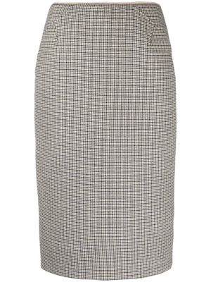 Nº21 check-pattern wool midi skirt - Neutrals