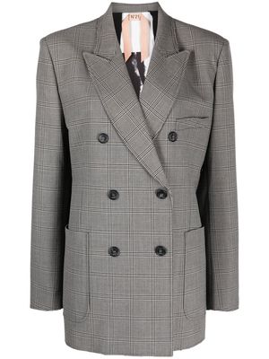 Nº21 check-print double-breasted blazer - Grey