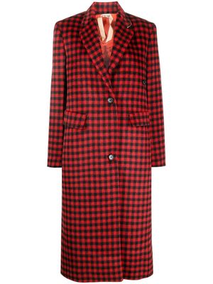 Nº21 check-print midi coat - Red