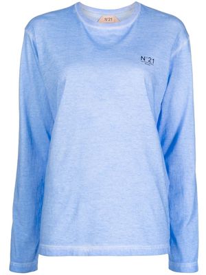 Nº21 chest-logo long-sleeve sweatshirt - Blue