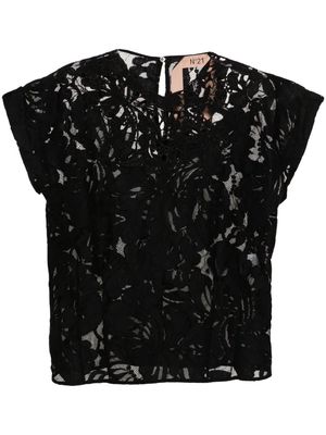 Nº21 corded-lace T-shirt - Black