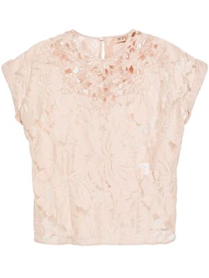 Nº21 corded-lace T-shirt - Pink