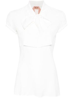 Nº21 crepe puff-sleeved blouse - White