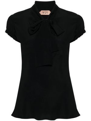 Nº21 crepe short-sleeved blouse - Black