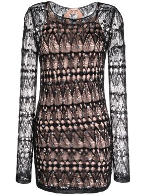 Nº21 crochet-knit mini dress - Black
