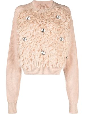 Nº21 crystal-embellished brushed jumper - Pink