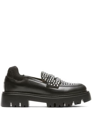 Nº21 crystal-embellished leather loafers - Black