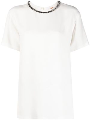 Nº21 crystal-embellished neckline blouse - White