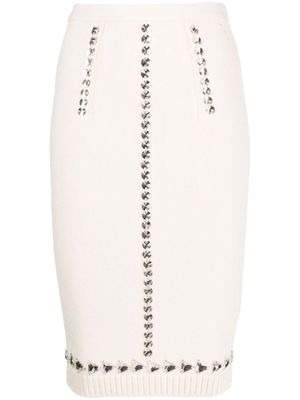 Nº21 crystal-embellished pencil skirt - Neutrals