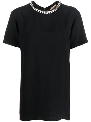 Nº21 crystal-embellished round-neck T-shirt - Black