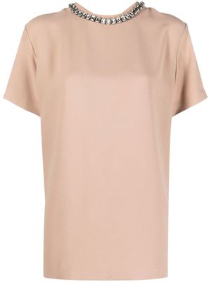 Nº21 crystal-embellished short-sleeved T-shirt - Neutrals