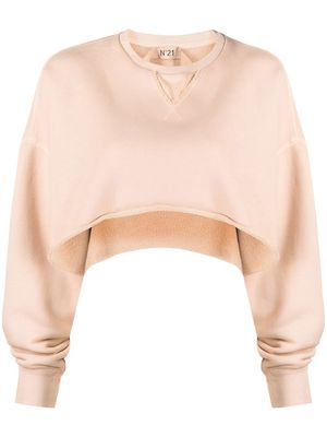 Nº21 cut-out detailed cropped sweatshirt - Pink