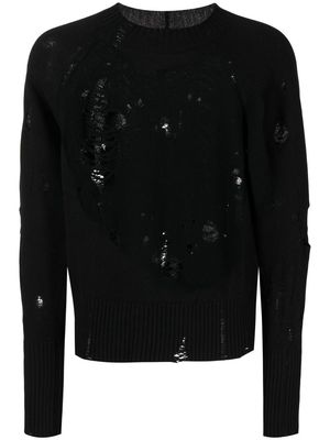 Nº21 distressed virgin wool jumper - Black