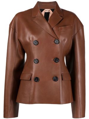 Nº21 double-breasted leather jacket - Brown