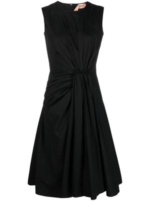 Nº21 draped sleeveless flared dress - Black