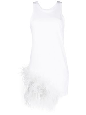 Nº21 feather-trim mini dress - White