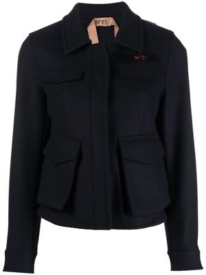 Nº21 flap-pocket cropped jacket - Black