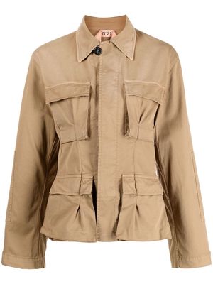 Nº21 flap-pocket fitted jacket - Neutrals
