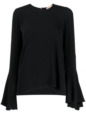 Nº21 flared long-sleeved blouse - Black