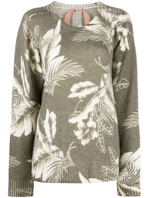 Nº21 floral jacquard sweater - Green
